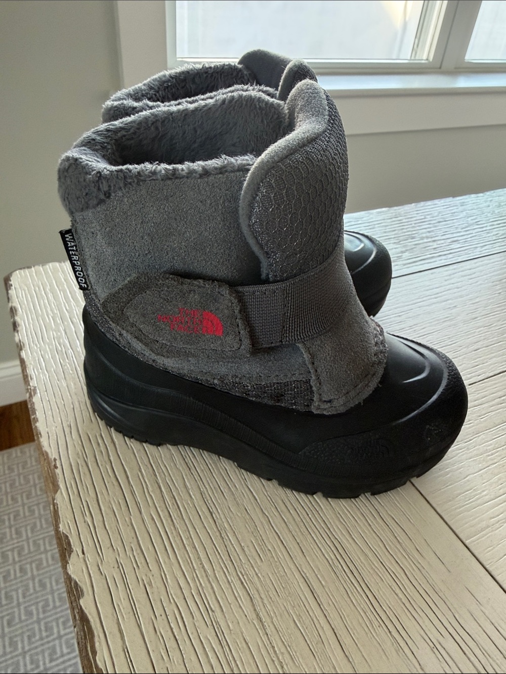 The North Face Kids Gray and Black Insulated Snow Boots
